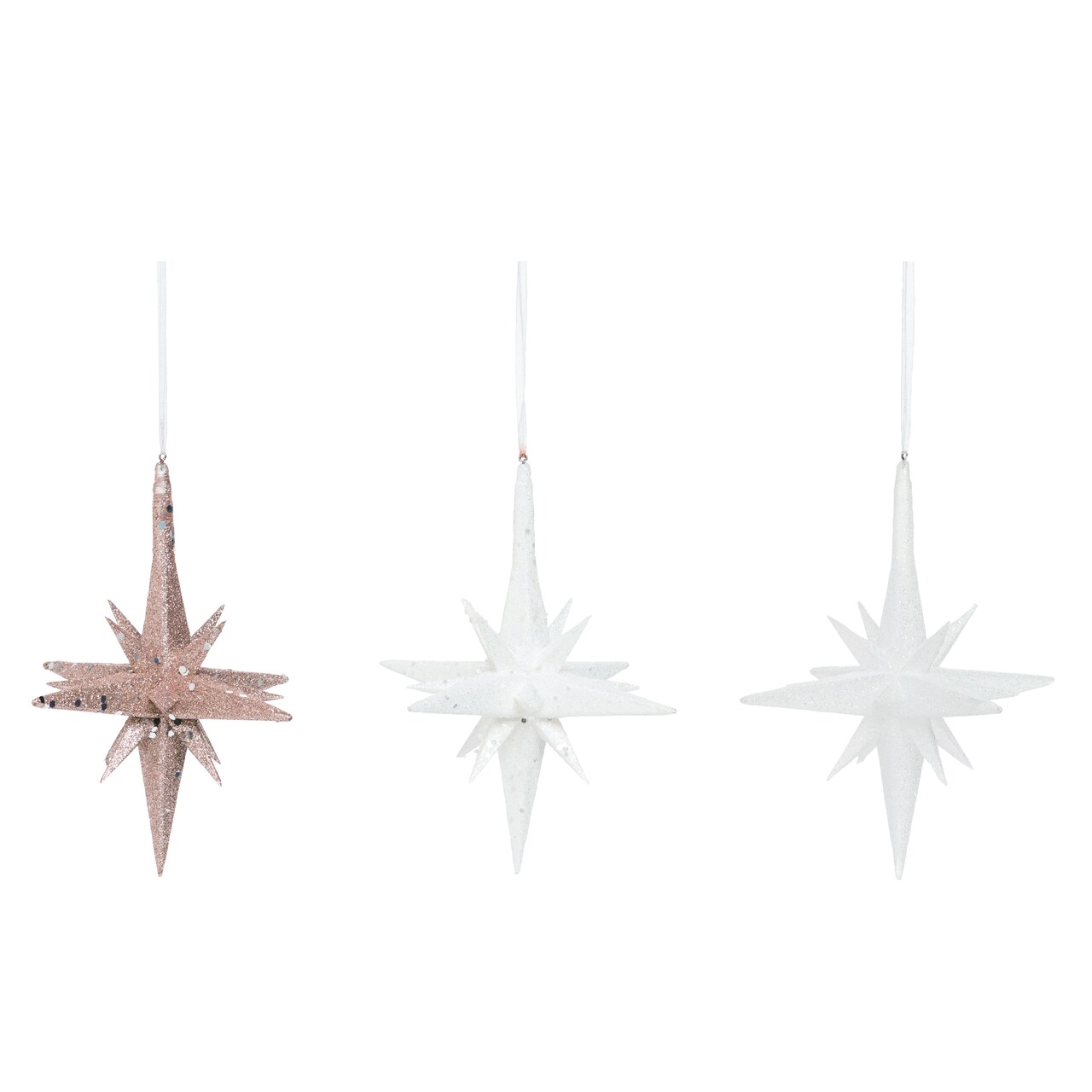 Small Plastic Star Ornament Set of Three Christmas Decor